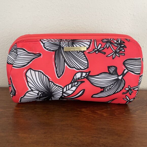 Kestrel Zippered Coral Tropical Floral Cosmetic Makeup Pencil Pouch Case 8x5x4 - Picture 1 of 8